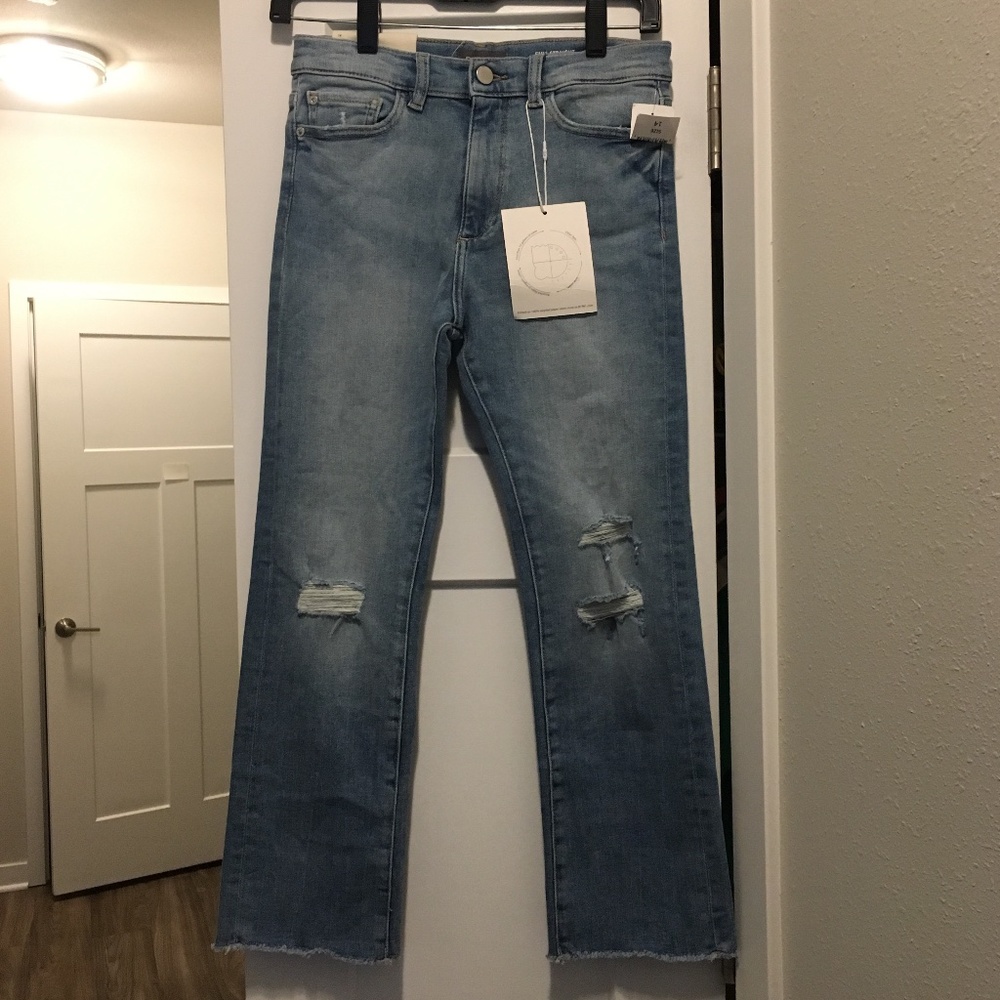 DL1961 Kids' Emie Ripped High Waist Straight Leg Jeans in Droplet Distressed